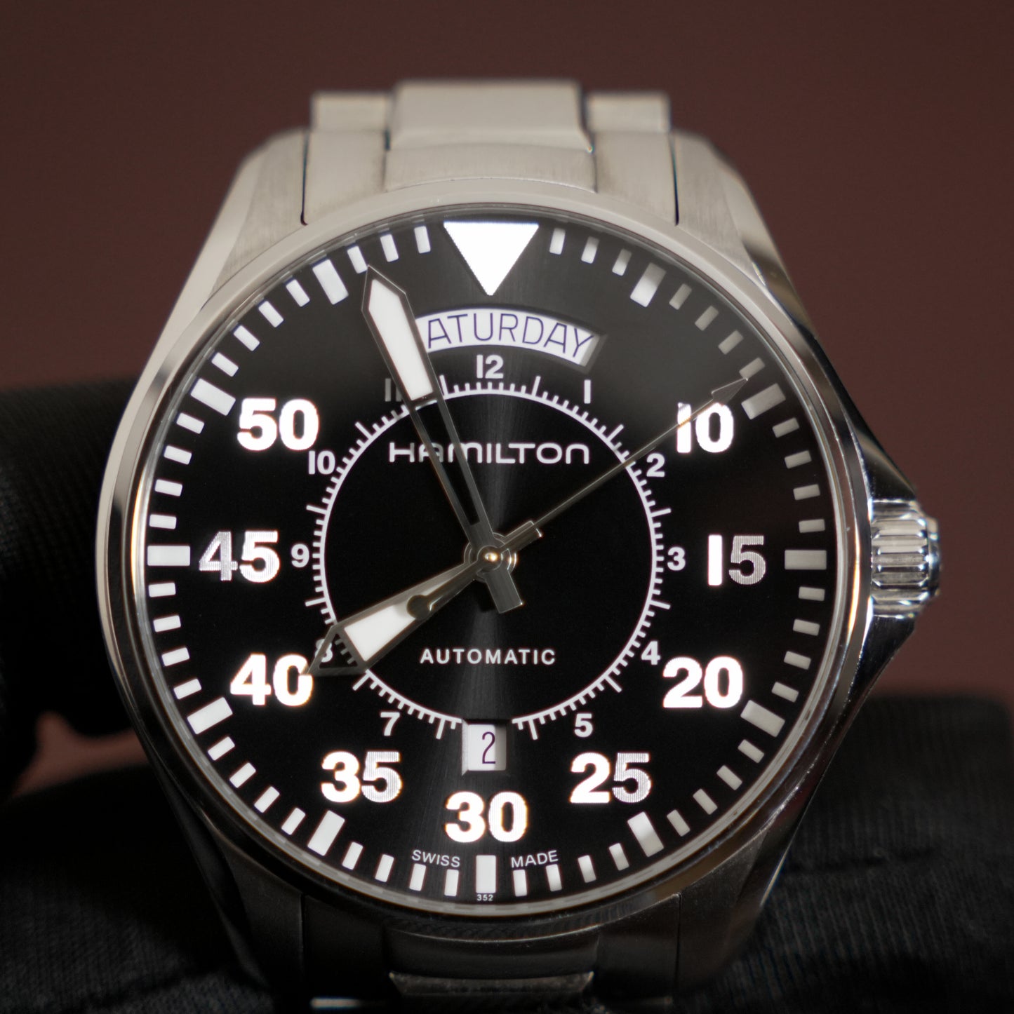 Pre-Owned Hamilton Khaki Aviation Pilot Day Date Auto 42mm H64615135