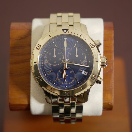 Pre-Owned Tissot PRS 200 Chronograph Gold/Blue Dial