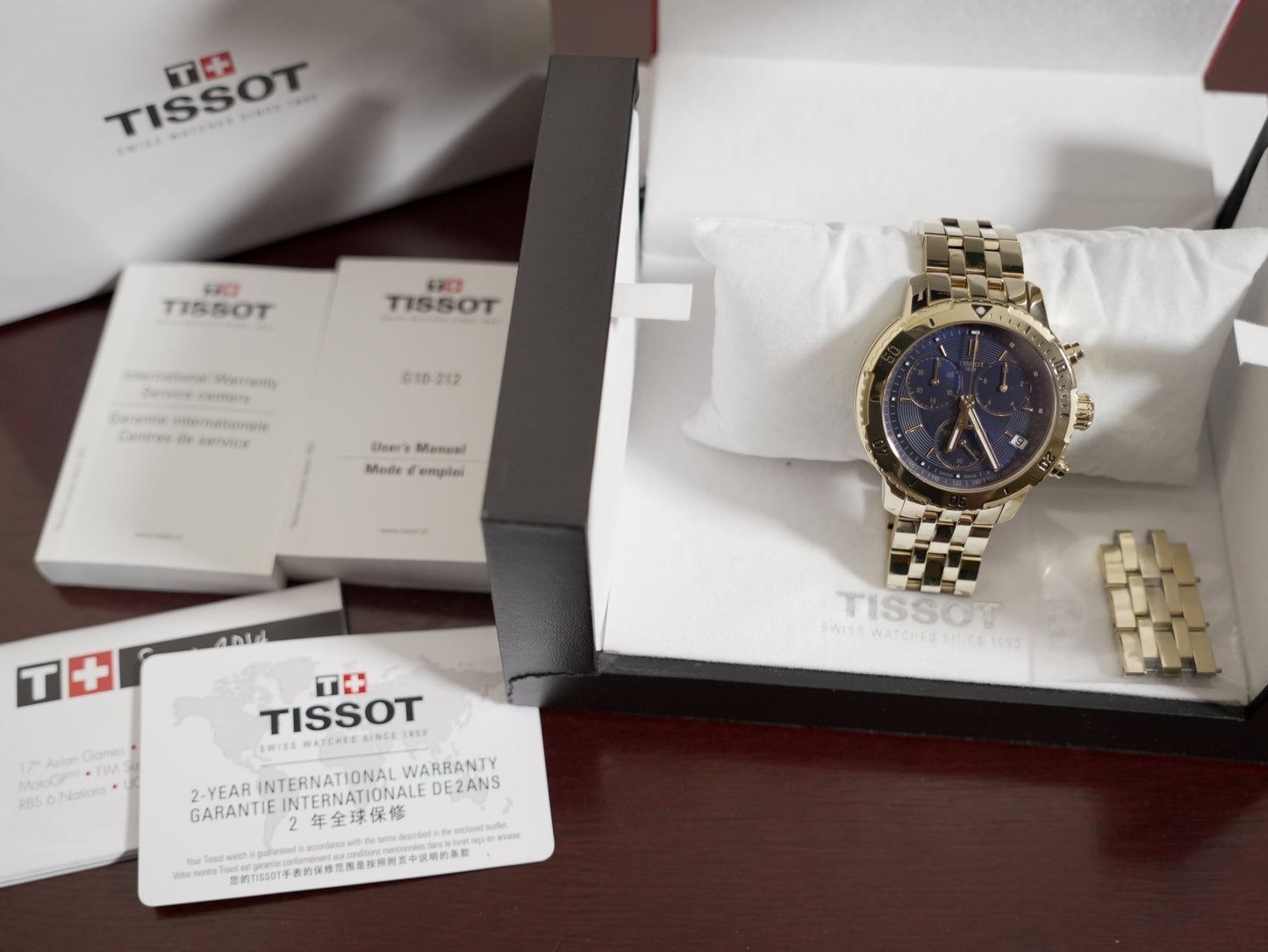 Pre-Owned Tissot PRS 200 Chronograph Gold/Blue Dial