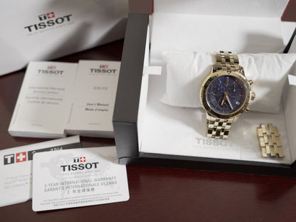 Pre-Owned Tissot PRS 200 Chronograph Gold/Blue Dial