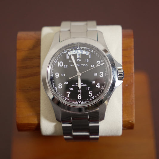 Pre-Owned Hamilton Khaki Field King 40mm H64455133 Black Dial