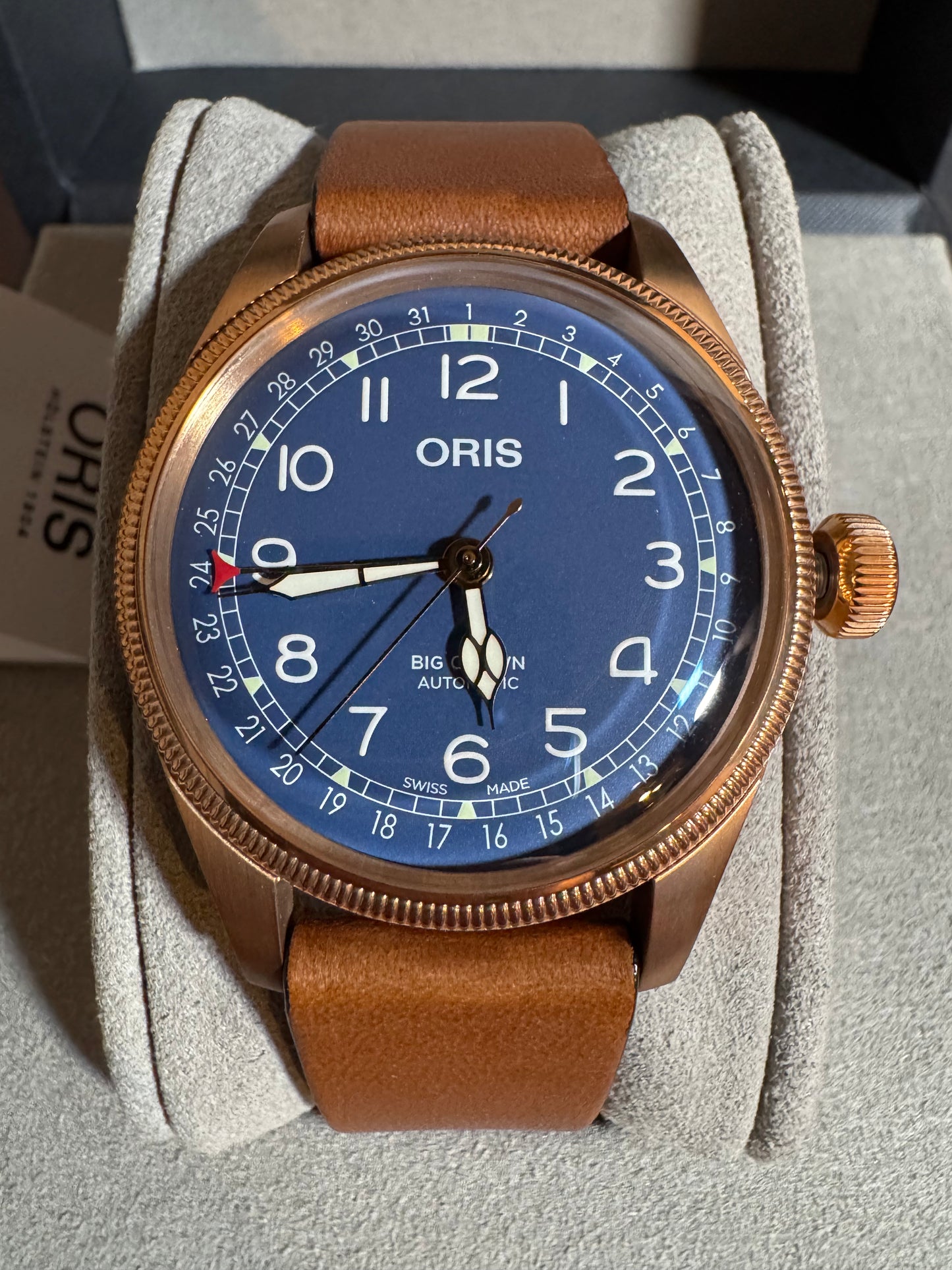 New Oris Big Crown Pointer Date Bronze/Blue