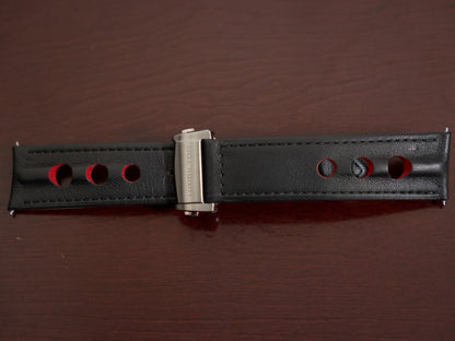 Pre-Owned Hamilton American Classic Perforated Black Leather Strap 22mm