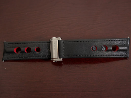 Pre-Owned Hamilton American Classic Perforated Black Leather Strap 22mm