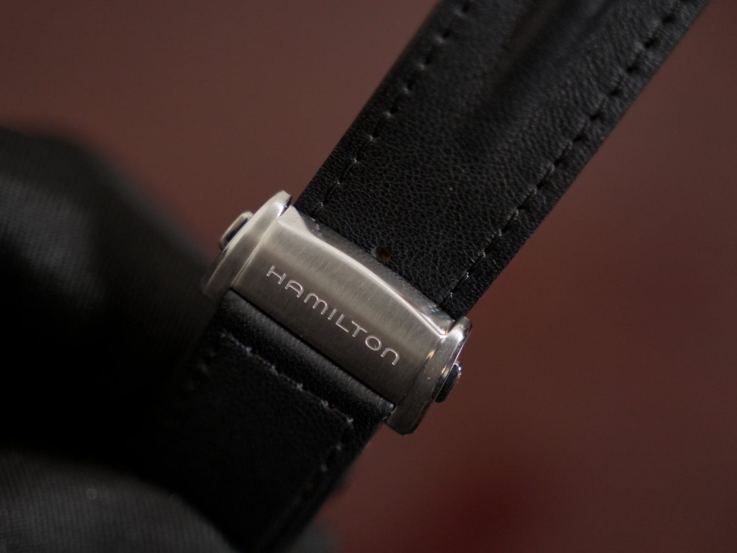 Pre-Owned Hamilton American Classic Black Leather Strap 22mm